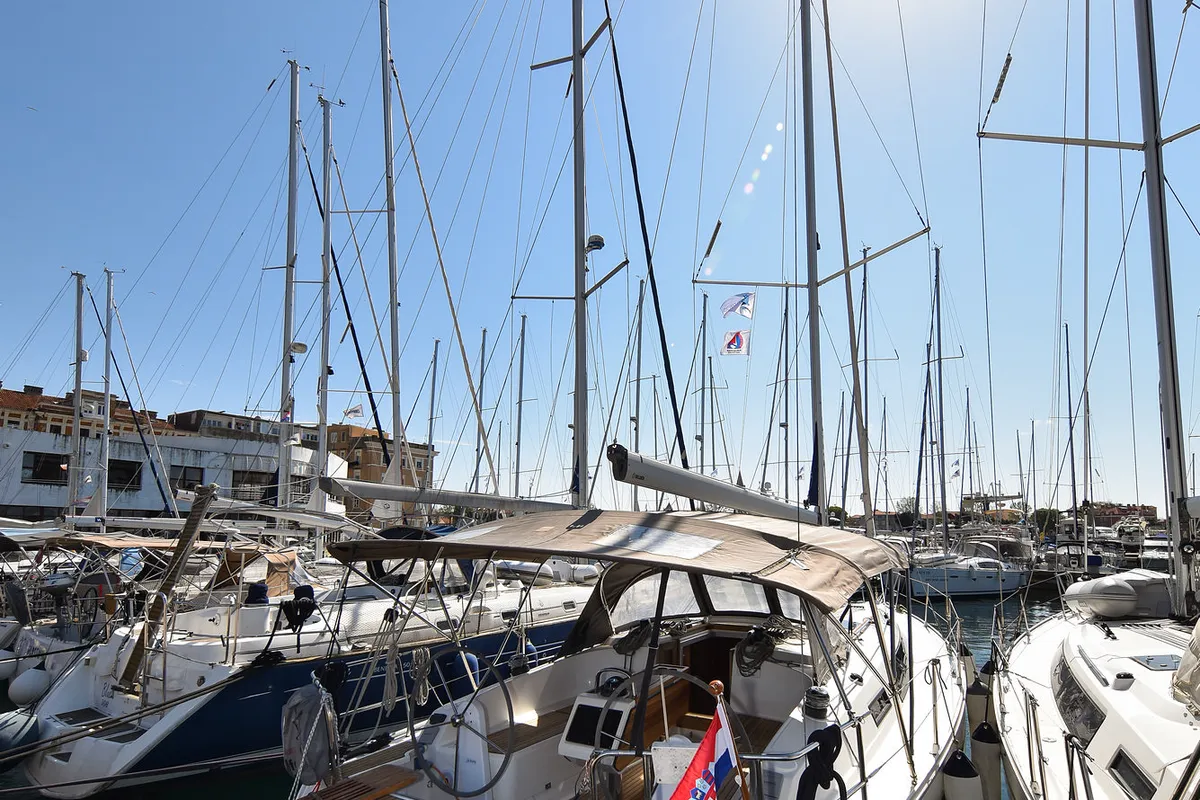 Deck of Viviana, a Bavaria 37 sailboat at Zadar, Croatia