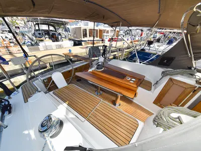 Cockpit of Viviana, a Bavaria 37 sailboat at Zadar, Croatia