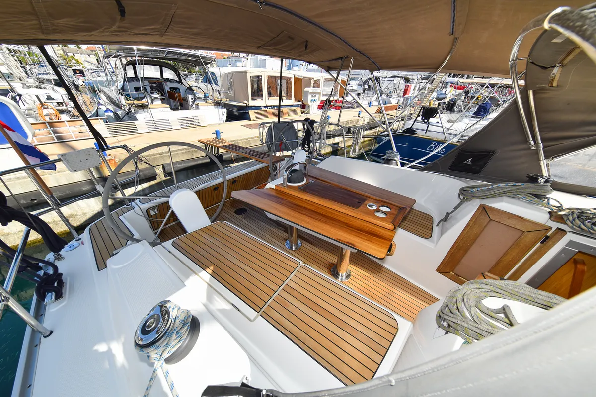 Cockpit of Viviana, a Bavaria 37 sailboat at Zadar, Croatia