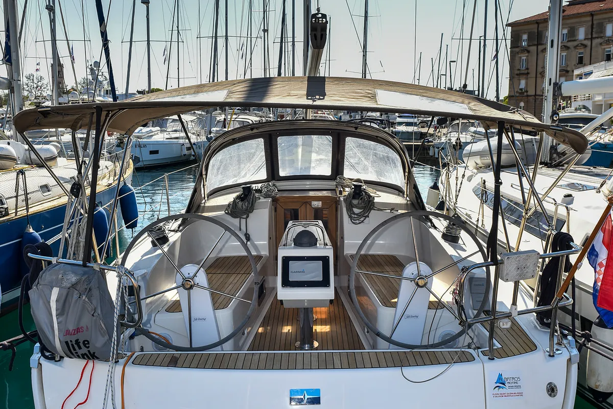 Cockpit of Viviana, a Bavaria 37 sailboat at Zadar, Croatia