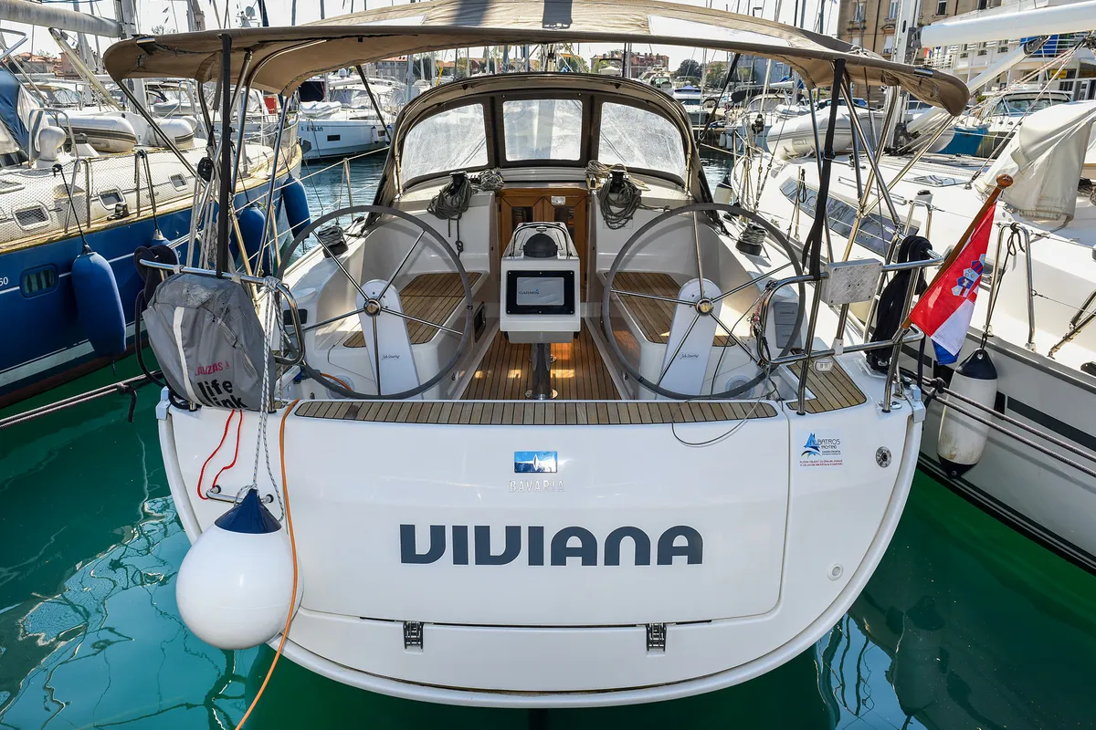 Exterior view of Viviana, a Bavaria 37 sailboat at Zadar, Croatia