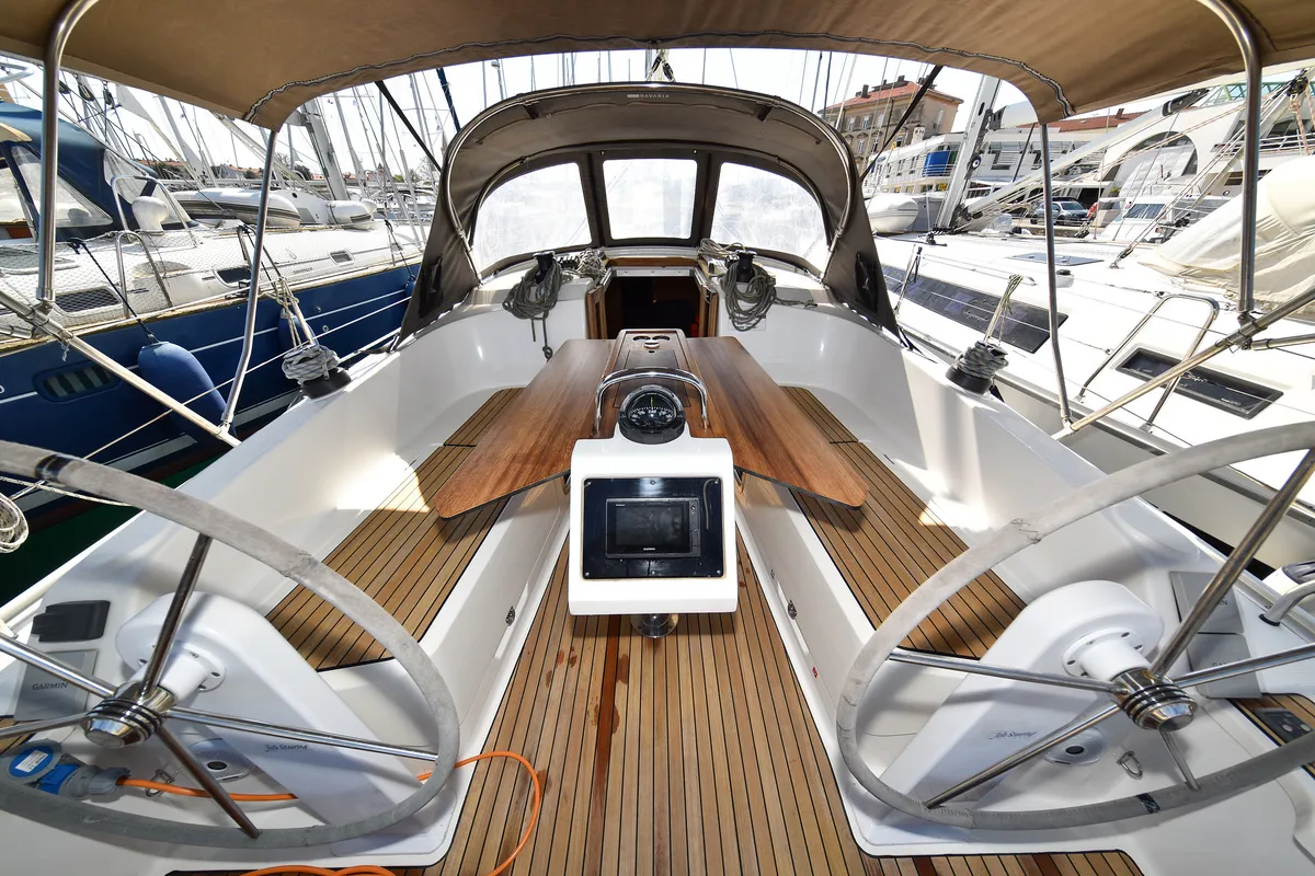 Cockpit of Viviana, a Bavaria 37 sailboat at Zadar, Croatia