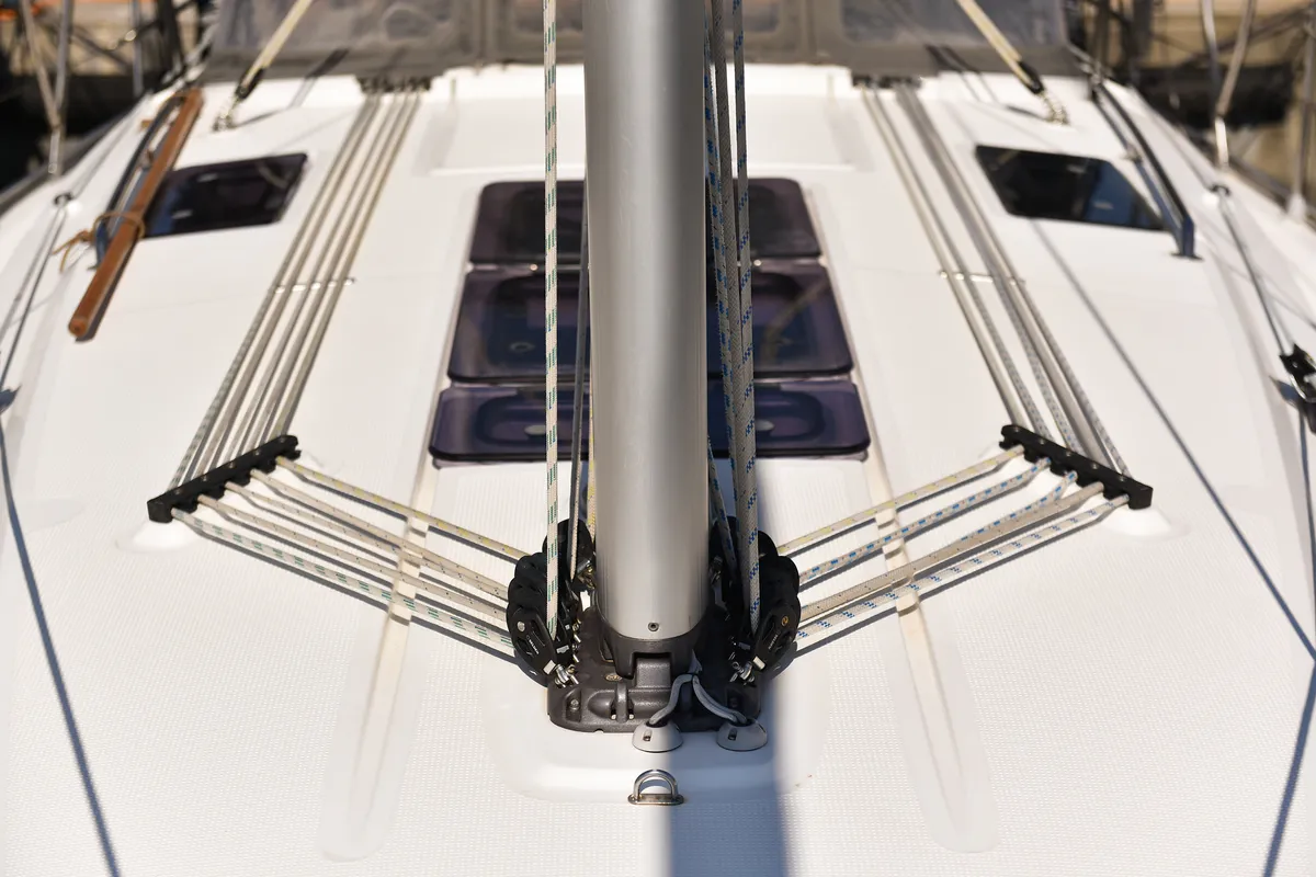 Deck of Viviana, a Bavaria 37 sailboat at Zadar, Croatia