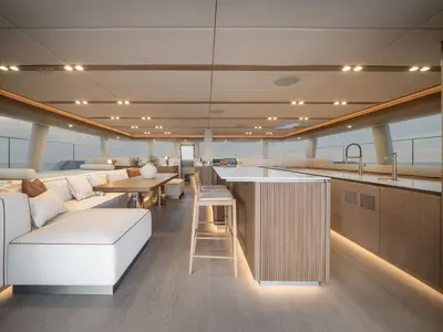 Salon of Premium +, a Sunreef 70 catamaran at Kaštela, Croatia
