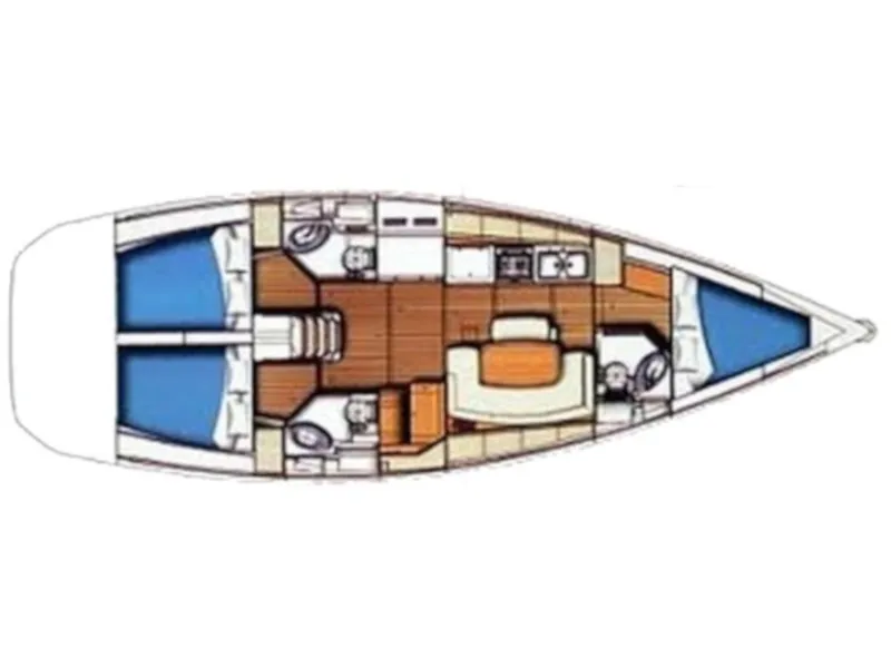 Floor plan of Tecno Sail, a Beneteau Cyclades 43.3 sailboat at Genoa, Italy