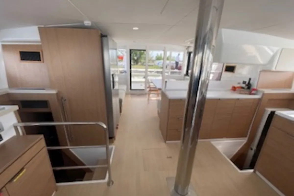 Salon of Sunset Chaser, a Bali 4.4 catamaran at Central Abaco, Bahamas