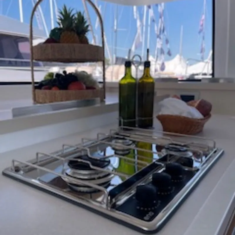 Galley of Sunset Chaser, a Bali 4.4 catamaran at Central Abaco, Bahamas
