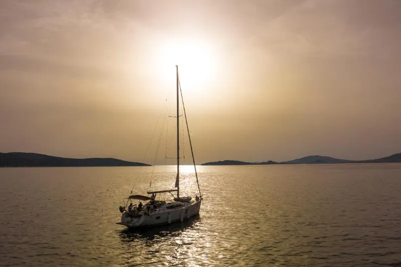 Exterior view of No Limits, a Elan Impression 45 sailboat at Tribunj, Croatia
