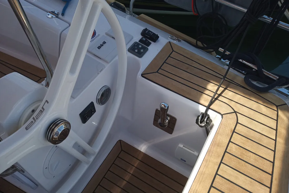 Cockpit of No Limits, a Elan Impression 45 sailboat at Tribunj, Croatia