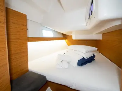 Cabin on No Limits, a Elan Impression 45 sailboat at Tribunj, Croatia