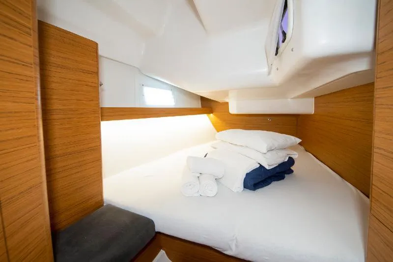 Cabin on No Limits, a Elan Impression 45 sailboat at Tribunj, Croatia