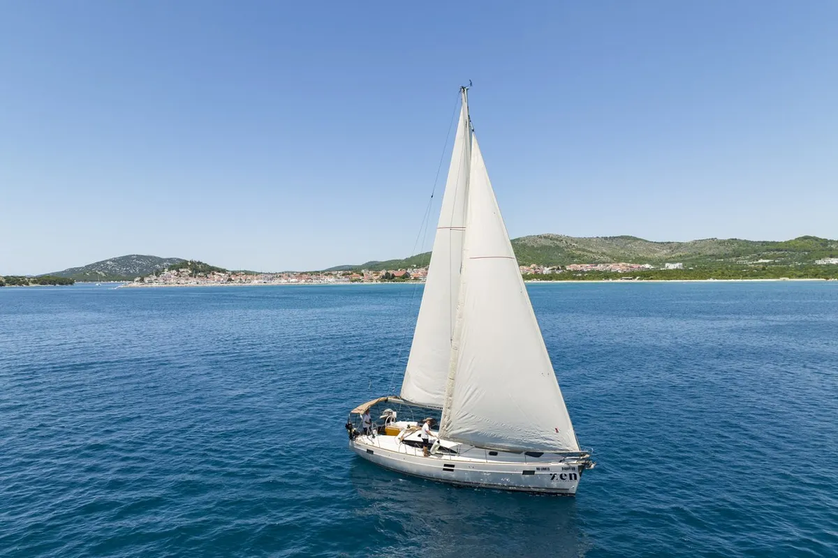 Exterior view of No Limits, a Elan Impression 45 sailboat at Tribunj, Croatia