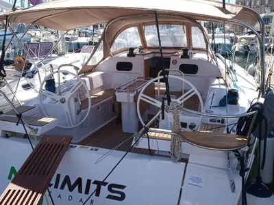 Cockpit of No Limits, a Elan Impression 45 sailboat at Tribunj, Croatia
