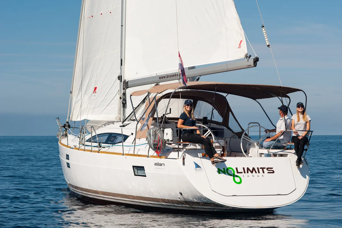 Exterior view of No Limits, a Elan Impression 45 sailboat at Tribunj, Croatia