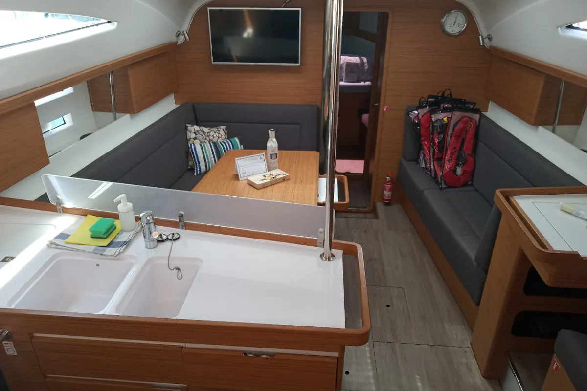 Salon of No Limits, a Elan Impression 45 sailboat at Tribunj, Croatia