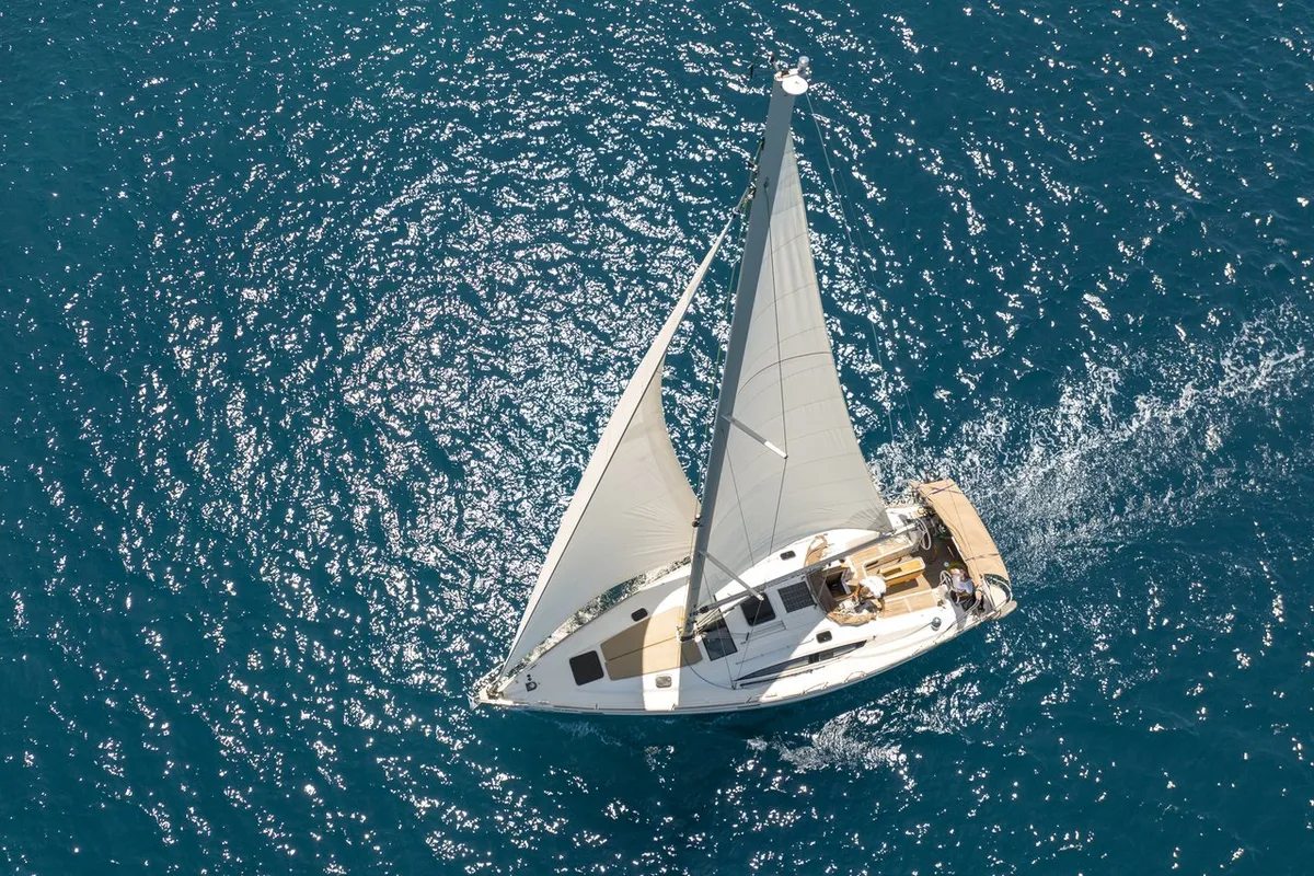 Exterior view of No Limits, a Elan Impression 45 sailboat at Tribunj, Croatia