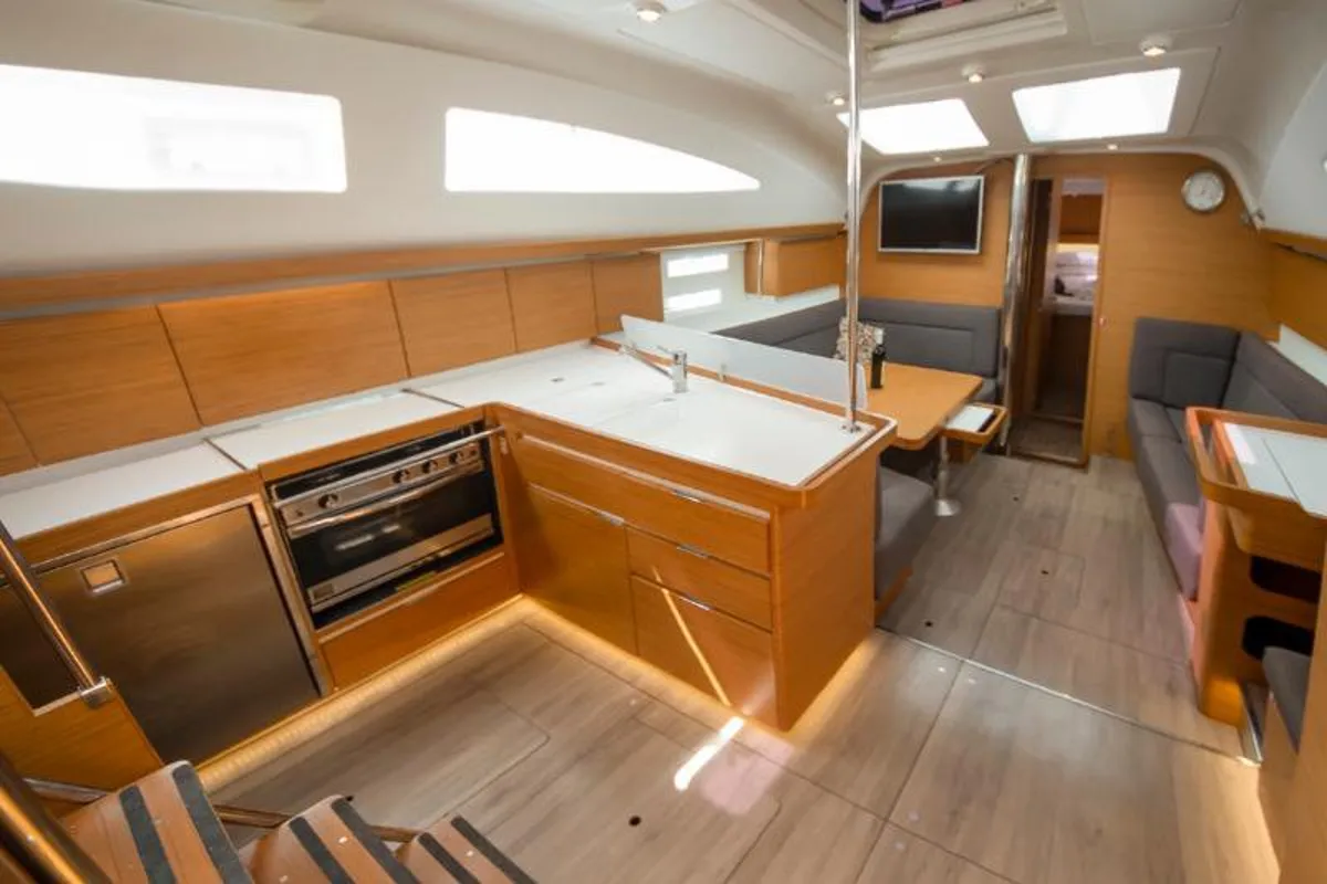 Salon of No Limits, a Elan Impression 45 sailboat at Tribunj, Croatia