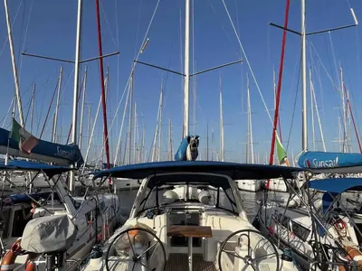 Cockpit of Oceanis 35 Classic, a Beneteau Oceanis 35 sailboat at Tonnarella, Italy