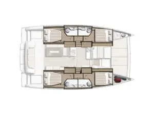 Floor plan of North Cat 42, a Bali 4.2 catamaran at Sipias, Greece