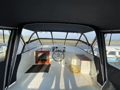 Cockpit of Atlas, a Tyvano 1400 motorboat at Heukelum, Netherlands