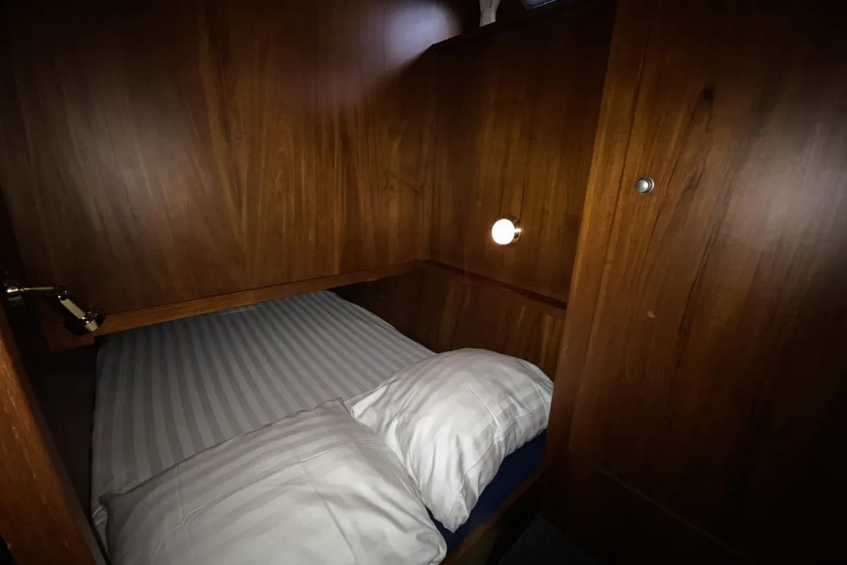 Cabin on Atlas, a Tyvano 1400 motorboat at Heukelum, Netherlands