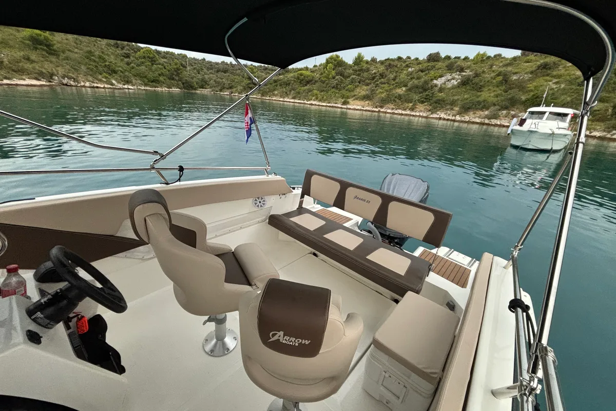Deck of No_name, a Gulet Arrow Abaris 23 motorboat at Grad Trogir, Croatia