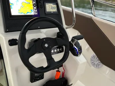 Cockpit of No_name, a Gulet Arrow Abaris 23 motorboat at Grad Trogir, Croatia
