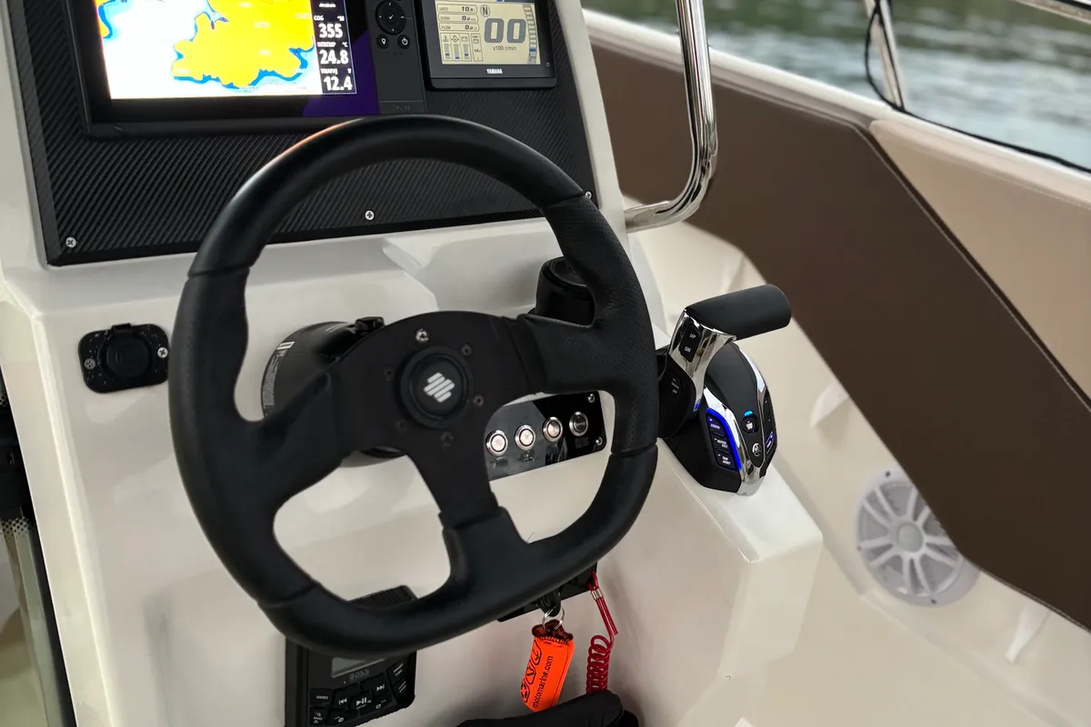 Cockpit of No_name, a Gulet Arrow Abaris 23 motorboat at Grad Trogir, Croatia