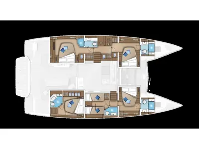 Floor plan of SMILEY, a Lagoon 55 catamaran at Pointe-à-Pitre, France