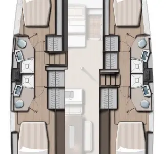 Floor plan of Blue Diamond, a Bali 4.4 catamaran at Municipal Unit of Lefkada, Greece