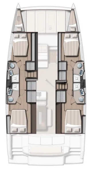 Floor plan of Blue Diamond, a Bali 4.4 catamaran at Municipal Unit of Lefkada, Greece