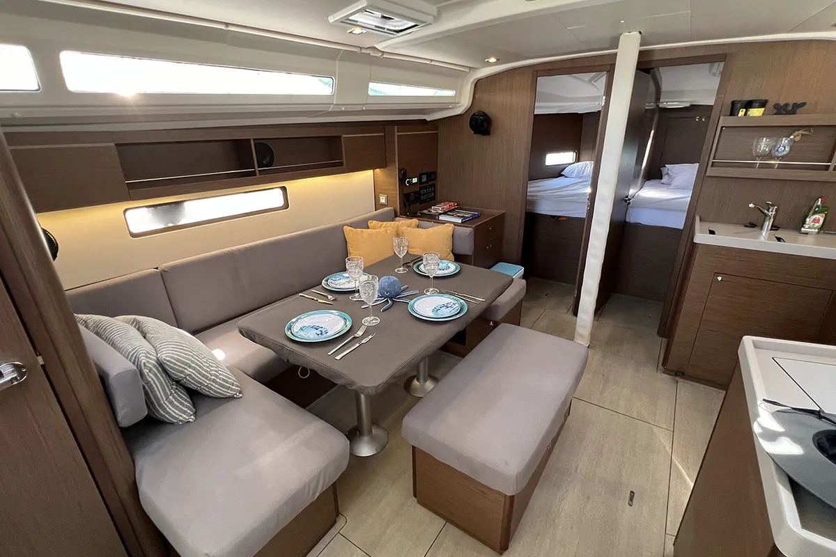 Salon of ESCAPE, a Beneteau Oceanis 40.1 sailboat at Athens, Greece