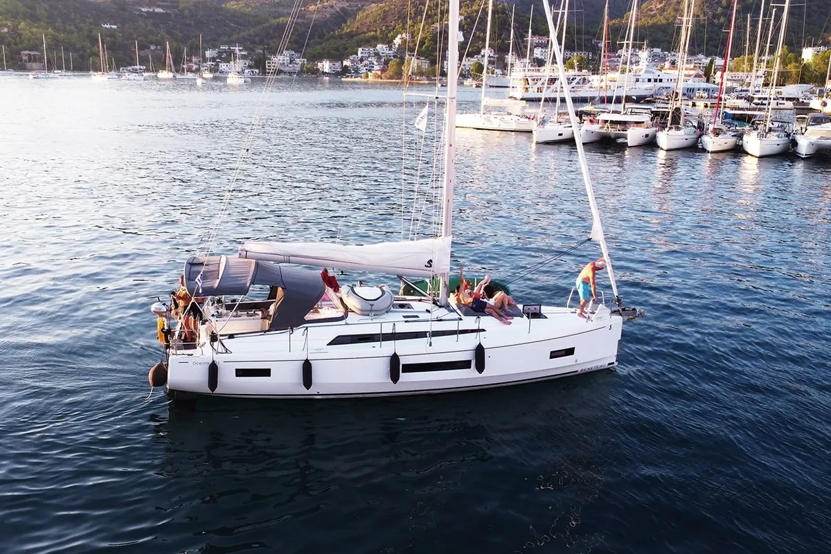 Exterior view of ESCAPE, a Beneteau Oceanis 40.1 sailboat at Athens, Greece