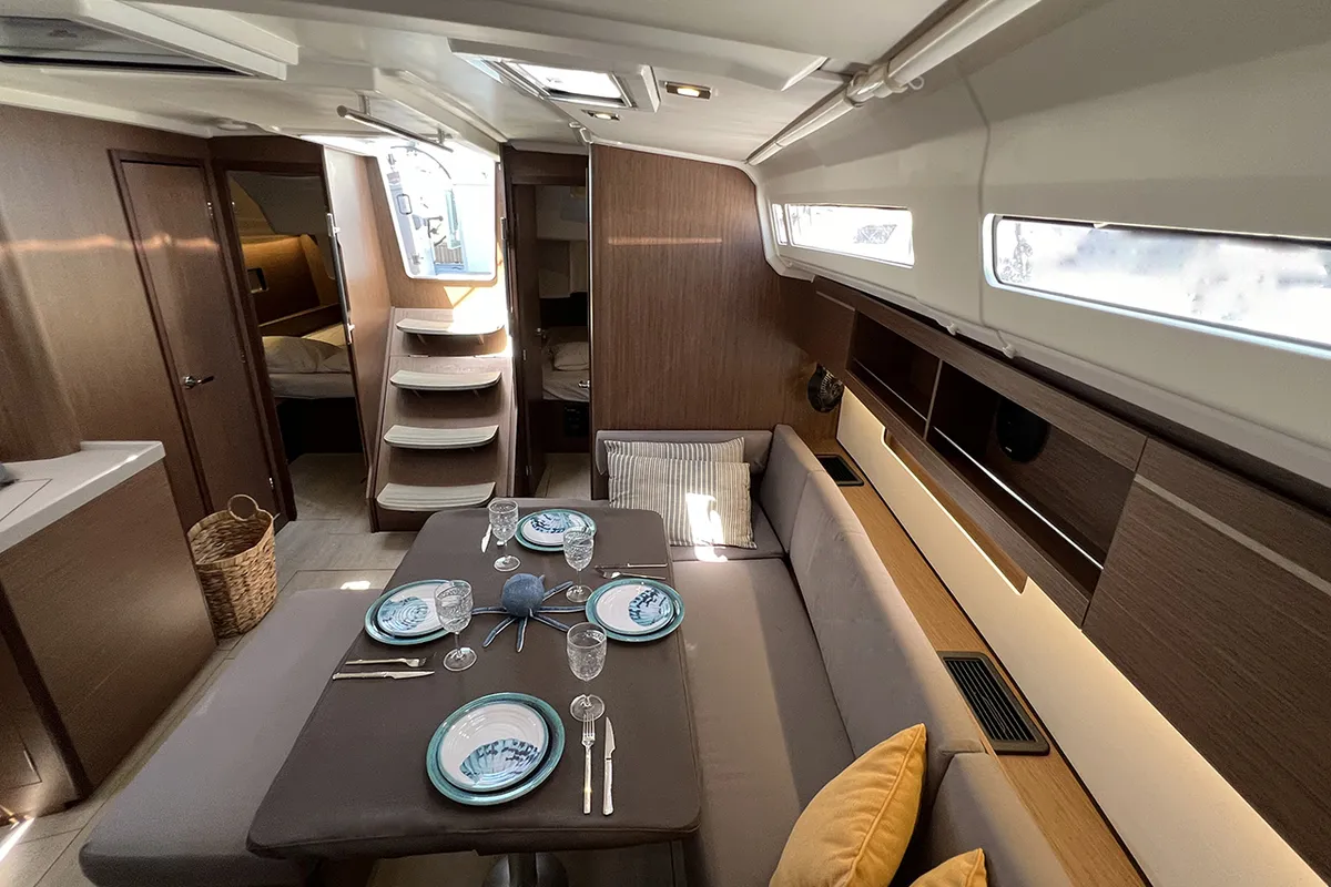 Salon of ESCAPE, a Beneteau Oceanis 40.1 sailboat at Athens, Greece