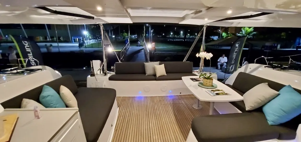 Deck of BYC PARATY, a Lagoon 46 catamaran at Angra dos Reis, Brazil