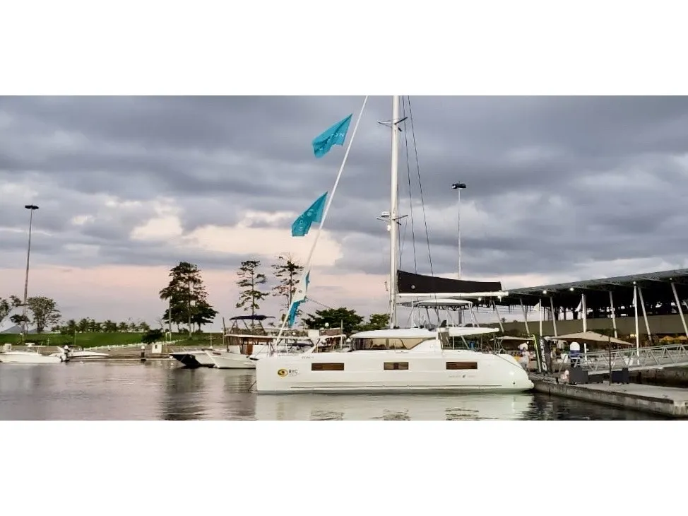 Exterior view of BYC PARATY, a Lagoon 46 catamaran at Angra dos Reis, Brazil