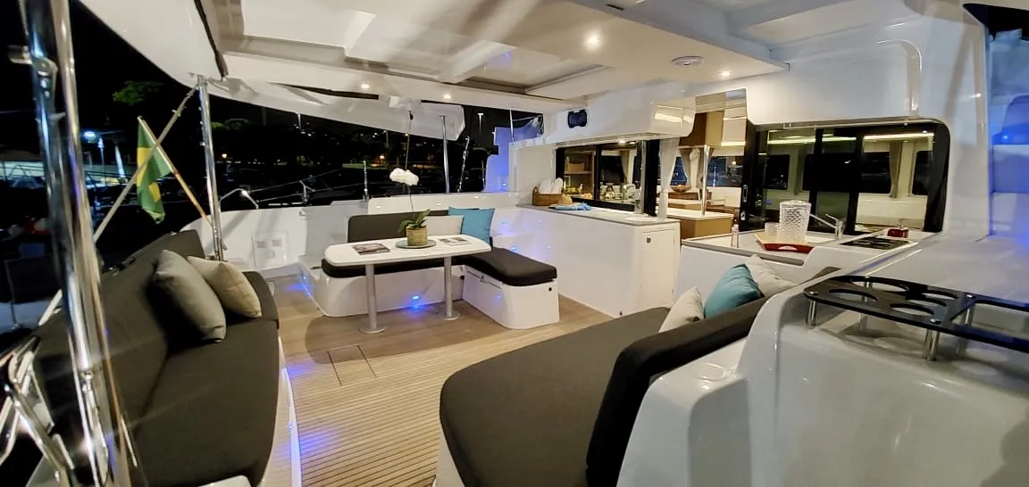 Deck of BYC PARATY, a Lagoon 46 catamaran at Angra dos Reis, Brazil