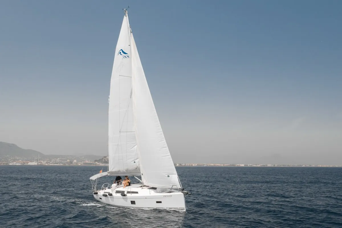 Exterior view of Lady Marga, a Hanse 388 sailboat at Dénia, Spain