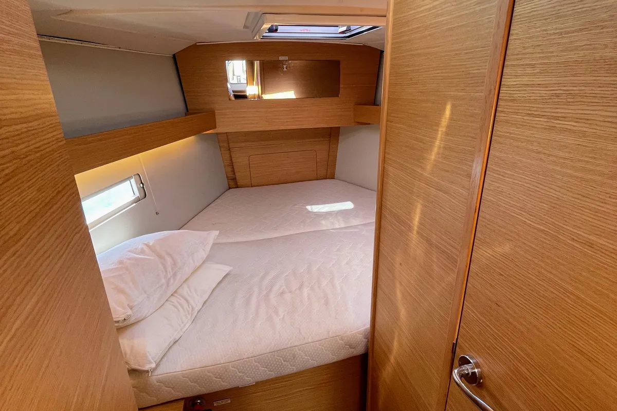 Cabin on Gin Fizz, a Dufour 390 sailboat at Athens, Greece