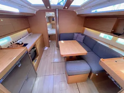 Salon of Gin Fizz, a Dufour 390 sailboat at Athens, Greece