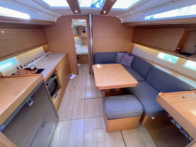 Salon of Gin Fizz, a Dufour 390 sailboat at Athens, Greece