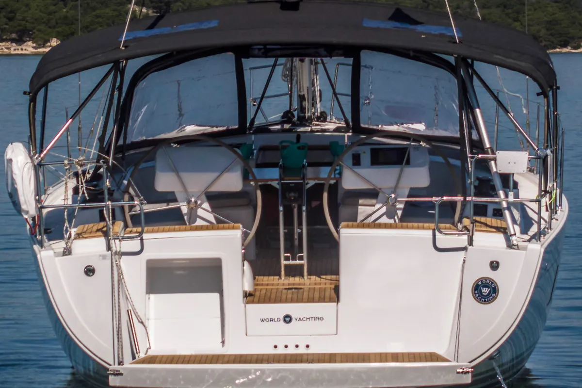 Exterior view of Deep Sea, a Hanse 458 sailboat at Grad Šibenik, Croatia