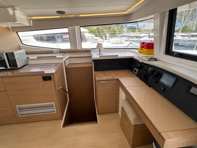 Cockpit of Freedom, a Bali 4.8 catamaran at Parham Town, British Virgin Islands
