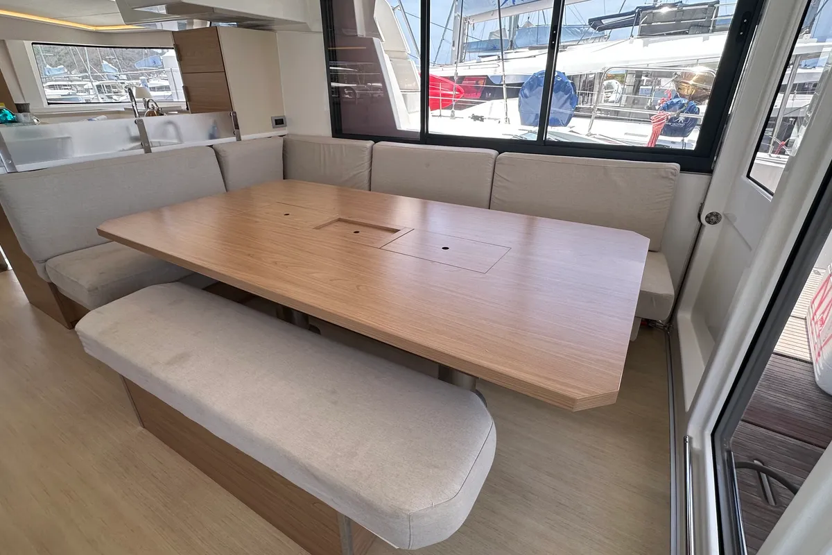 Salon of Freedom, a Bali 4.8 catamaran at Parham Town, British Virgin Islands