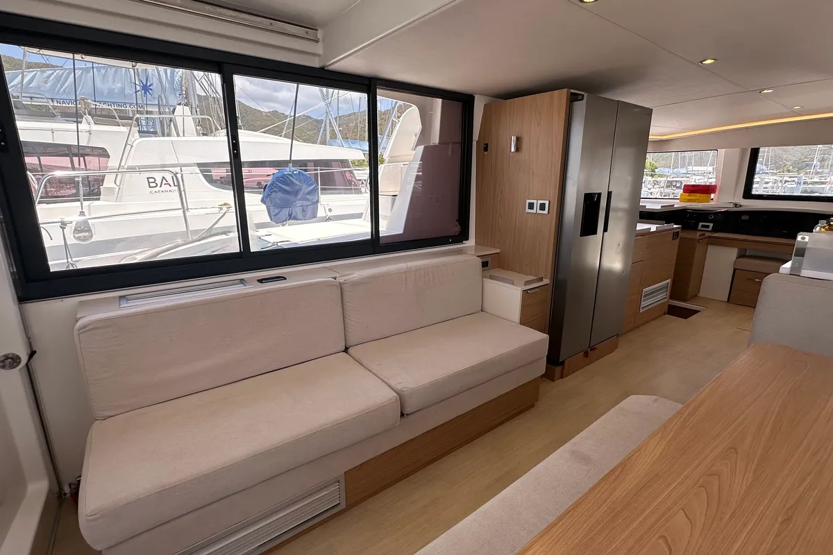 Salon of Freedom, a Bali 4.8 catamaran at Parham Town, British Virgin Islands