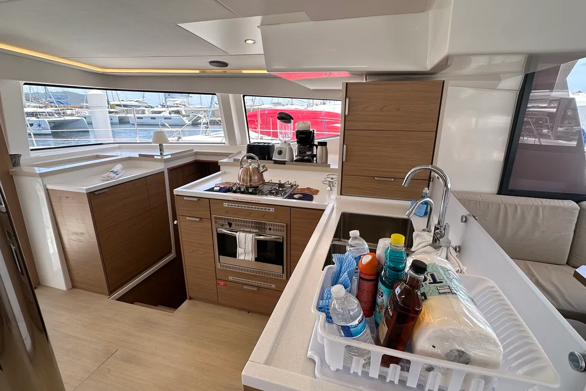 Galley of Freedom, a Bali 4.8 catamaran at Parham Town, British Virgin Islands