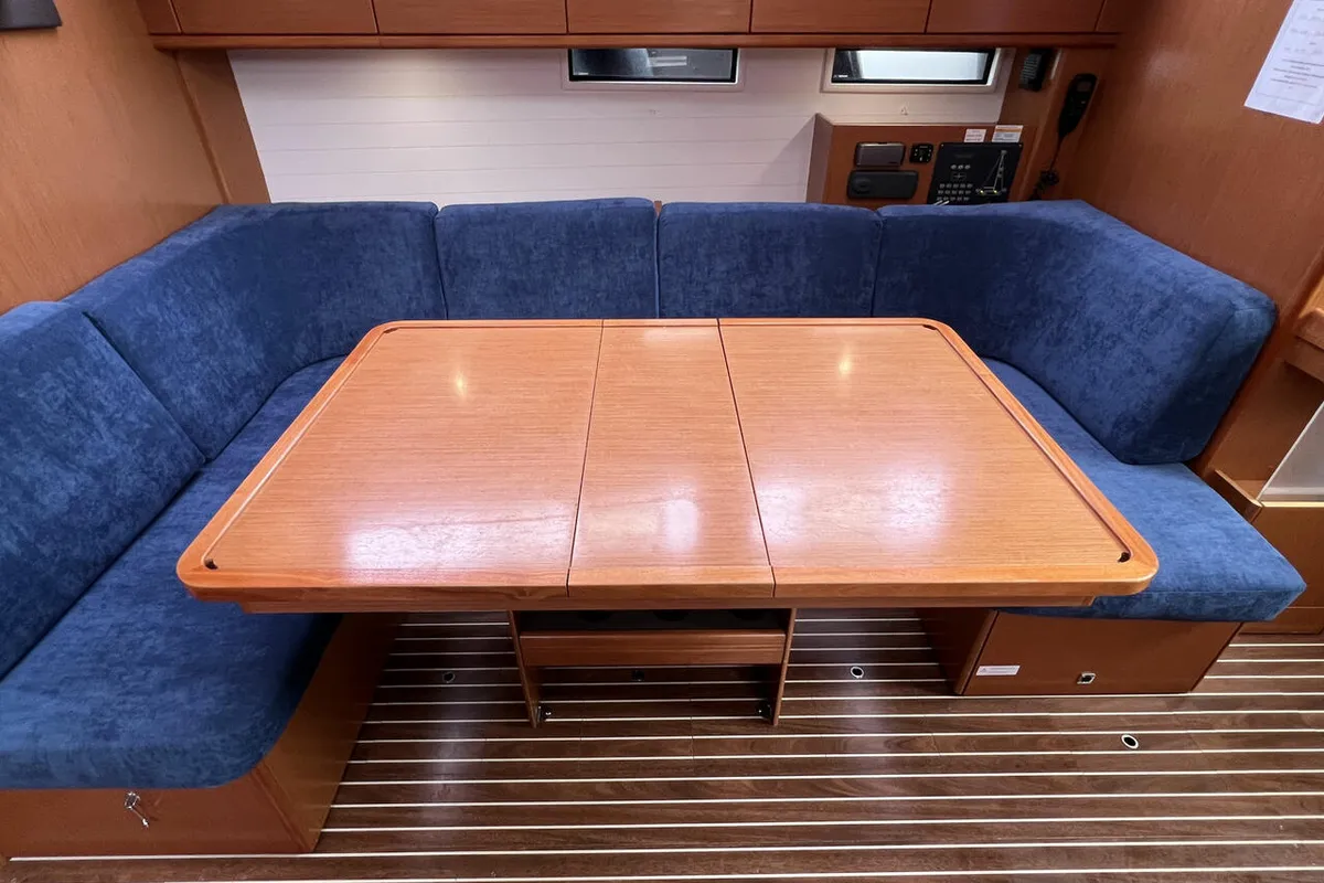 Salon of Galaxy, a Bavaria Cruiser 46 sailboat at Flensburg, Germany