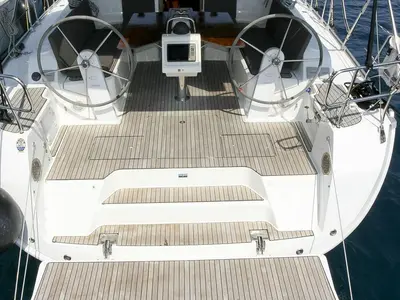Cockpit of Galaxy, a Bavaria Cruiser 46 sailboat at Flensburg, Germany
