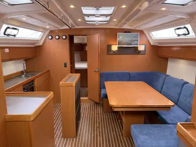 Salon of Galaxy, a Bavaria Cruiser 46 sailboat at Flensburg, Germany