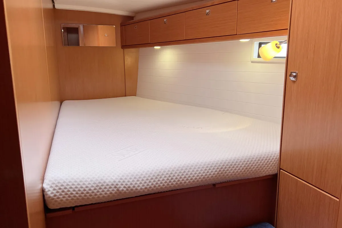 Cabin on Galaxy, a Bavaria Cruiser 46 sailboat at Flensburg, Germany